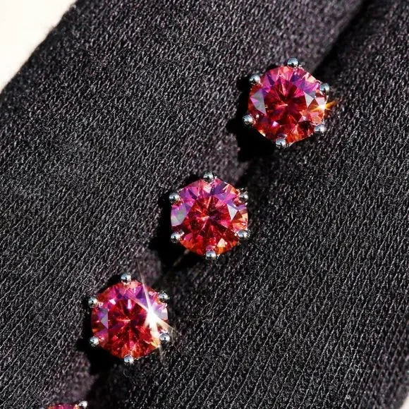 2.0ct Orange Moissanite Diamond 6 Prong Earrings for Women 925 Sterling Silver - Picture 1 of 10